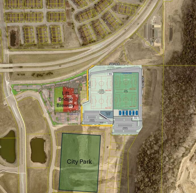 Aerial view of the Lot 7 St. Croix Meadows site